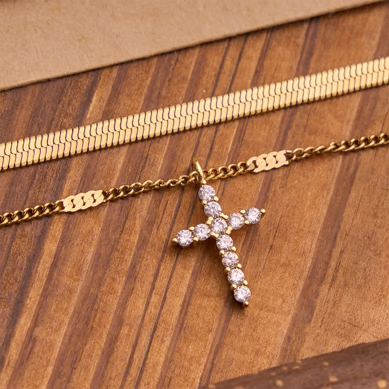 Christianartworkshop Sleek Stackable Cross Double Chain Bracelet: Symbol of Quiet Divine Comfort - image 4