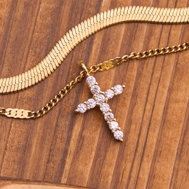 FREE Today: Sleek Stackable Cross Double Chain Bracelet: Symbol of Quiet Divine Comfort - image 3