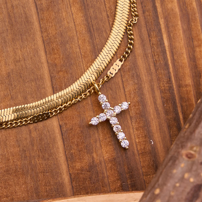 Christianartworkshop Sleek Stackable Cross Double Chain Bracelet: Symbol of Quiet Divine Comfort - image 6
