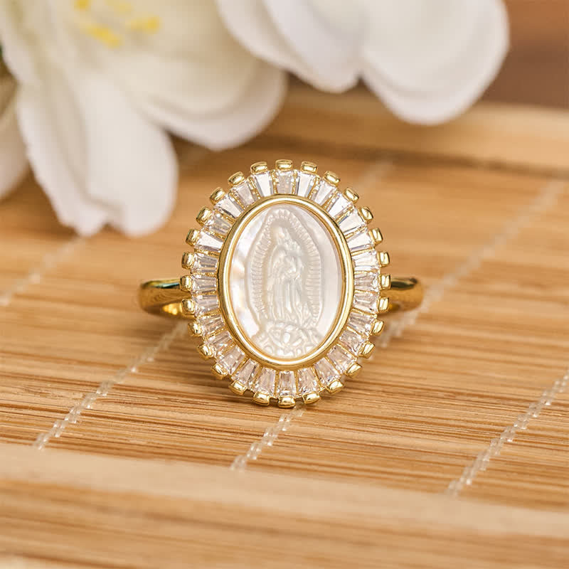 FREE Today: Adjustable Radiant Halo Our Lady Portrait Ring: Symbol of Quiet Divine Comfort - White(Suitable for US Sizes 6-9) - image 0