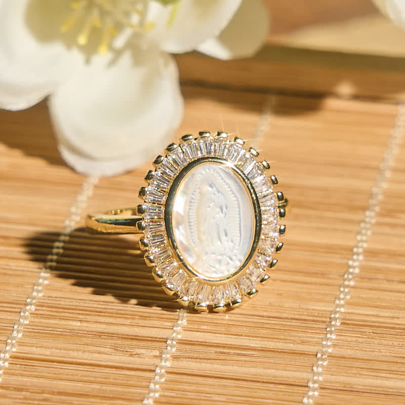 Christianartworkshop Adjustable Radiant Halo Our Lady Portrait Ring: Symbol of Quiet Divine Comfort - image 3