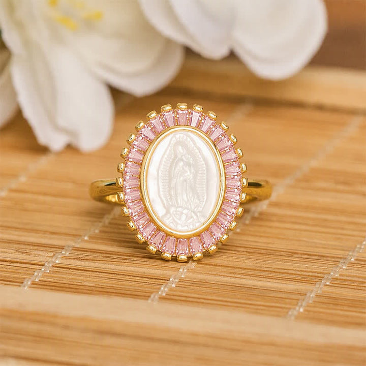 Christianartworkshop Adjustable Radiant Halo Our Lady Portrait Ring: Symbol of Quiet Divine Comfort - Pink(Suitable for US Sizes 6-9) - image 8
