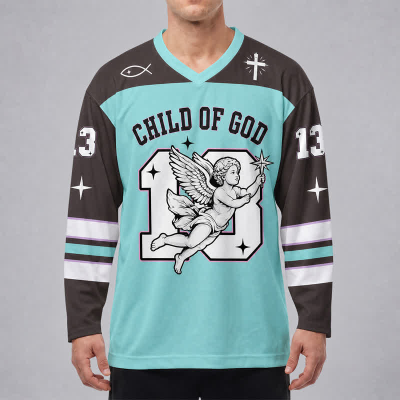 Christianartworkshop Child Of God Angel 13 Long Sleeve Hockey Jersey - image 3