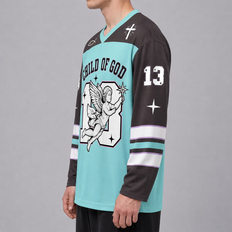 Christianartworkshop Child Of God Angel 13 Long Sleeve Hockey Jersey - image 6