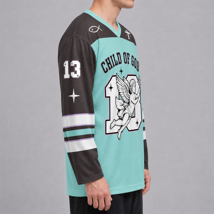 Christianartworkshop Child Of God Angel 13 Long Sleeve Hockey Jersey - image 5