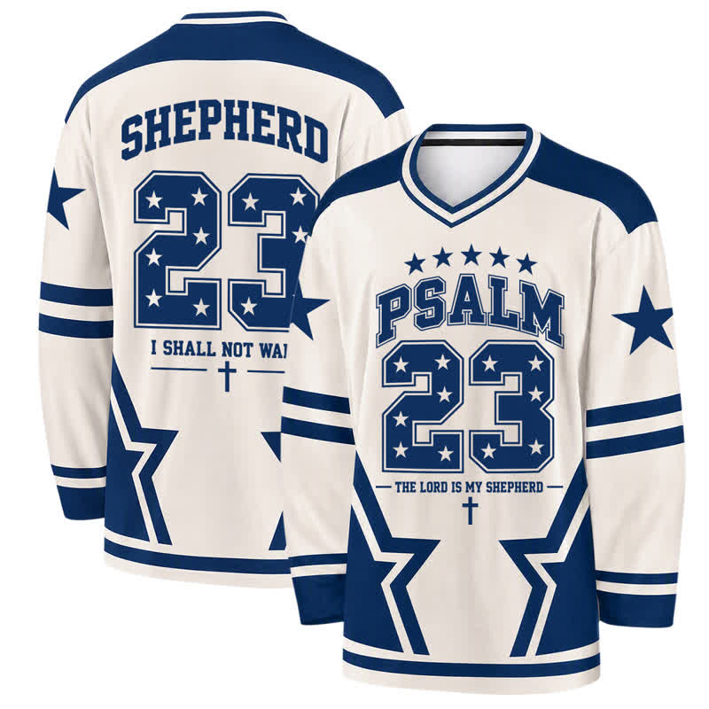 Christianartworkshop Psalm 23 Star Number Long Sleeve Hockey Jersey - 5XL - image 0