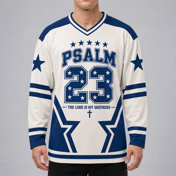 Christianartworkshop Psalm 23 Star Number Long Sleeve Hockey Jersey - image 3