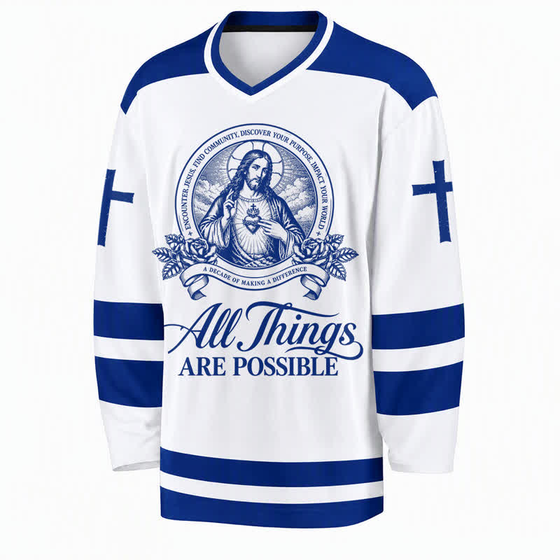 Christianartworkshop All Things Are Possible Jesus Icon Hockey Jersey - image 8