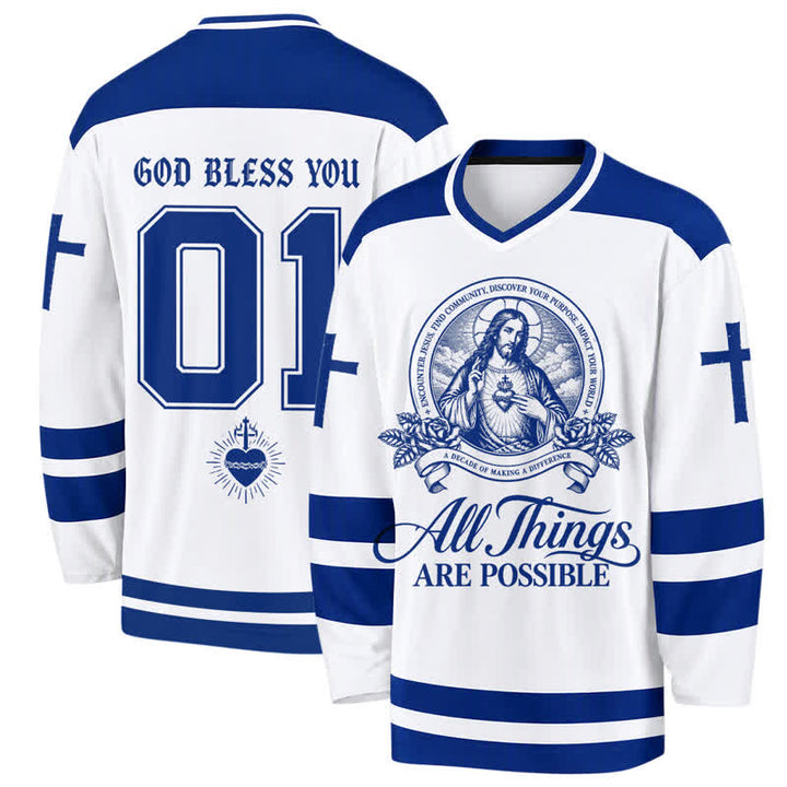 Christianartworkshop All Things Are Possible Jesus Icon Hockey Jersey - image 7