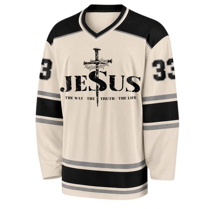 Christianartworkshop Jesus 33 Crown Of Thorns Long Sleeve Hockey Jersey - image 1