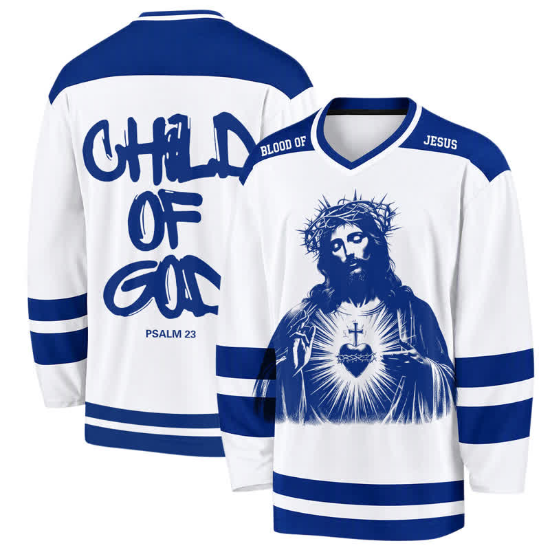 Christianartworkshop Psalm 23 Sacred Heart Child Of God Hockey Jersey - 5XL - image 0
