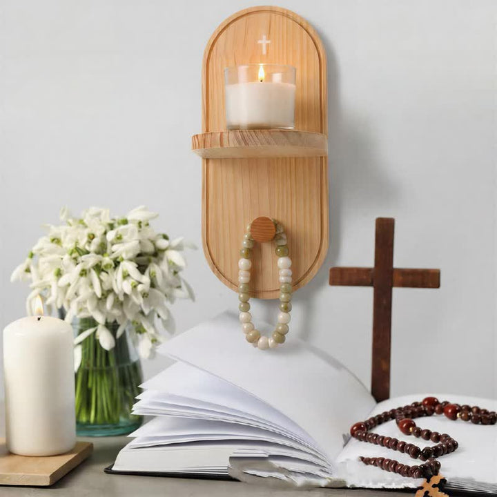 Christianartworkshop Wooden Prayer Altar Shelf With Printed Cross: Carrier of Timeless Sacred Blessing - image 3