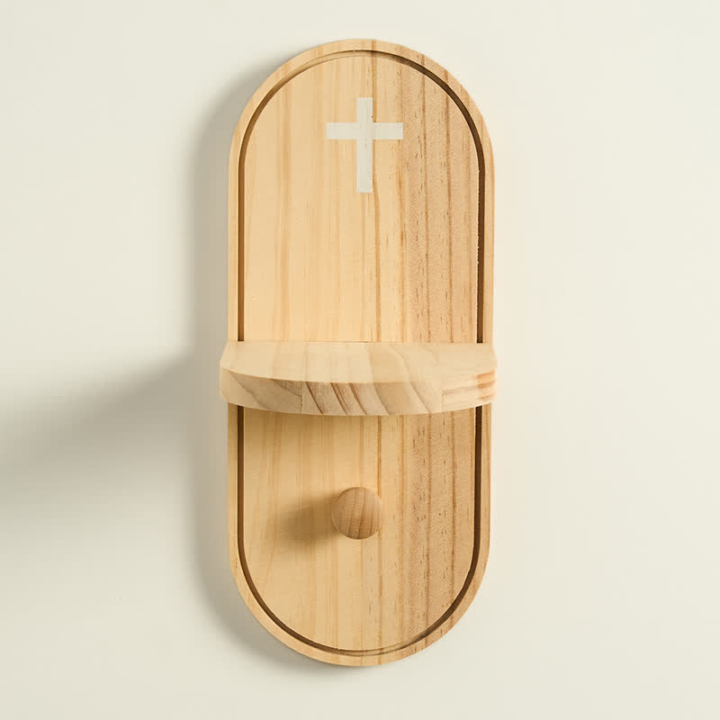 Christianartworkshop Wooden Prayer Altar Shelf With Printed Cross: Carrier of Timeless Sacred Blessing - Cross - image 0