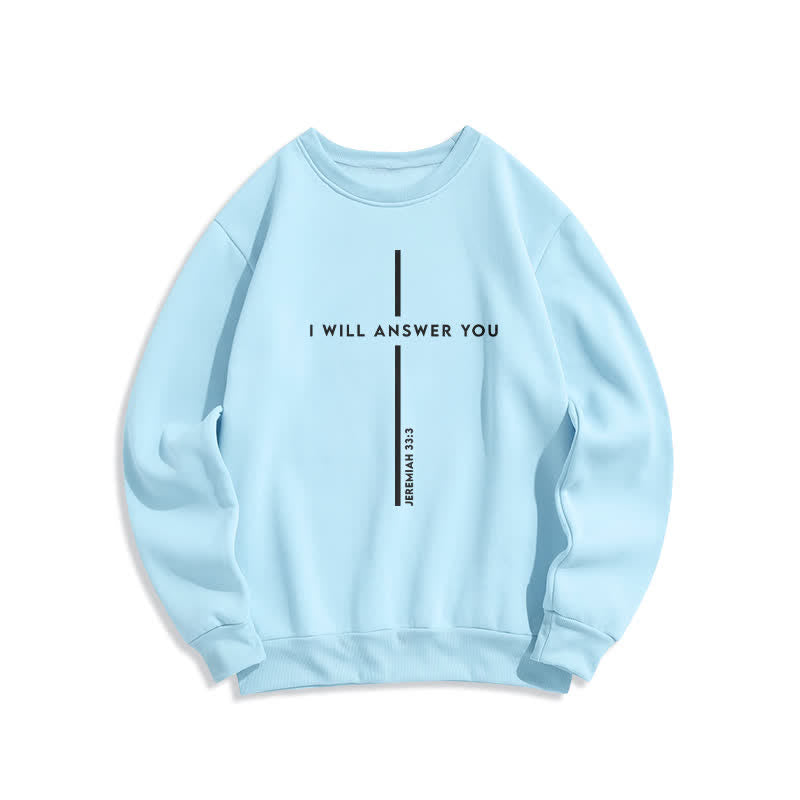 Christianartworkshop I Will Answer You Cross Graphic Oversized Crewneck Sweatshirt - Blue - 2XL - image 4