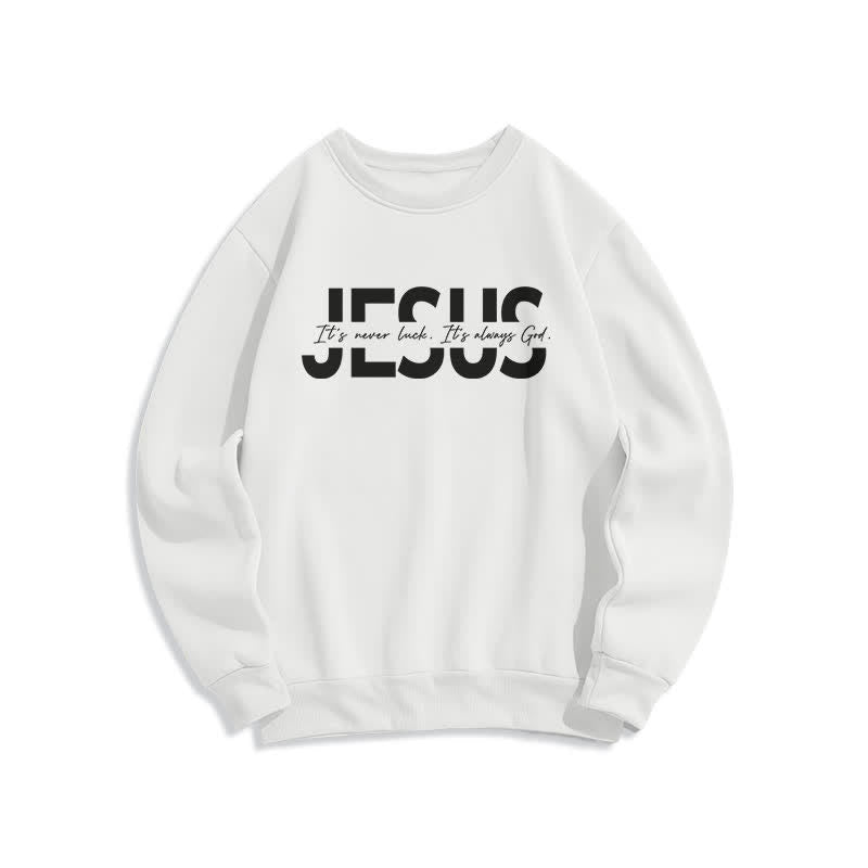 Christianartworkshop Jesus Statement Oversized Fleece Lined Crewneck Sweatshirt - White - 2XL - image 1