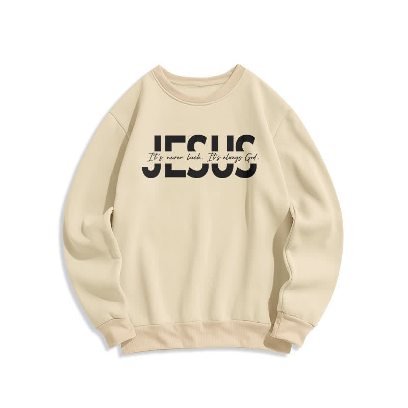 Christianartworkshop Jesus Statement Oversized Fleece Lined Crewneck Sweatshirt - Beige - 2XL - image 3
