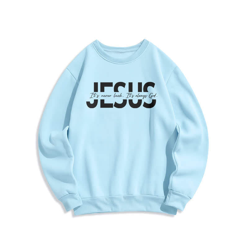Christianartworkshop Jesus Statement Oversized Fleece Lined Crewneck Sweatshirt - Blue - 2XL - image 4