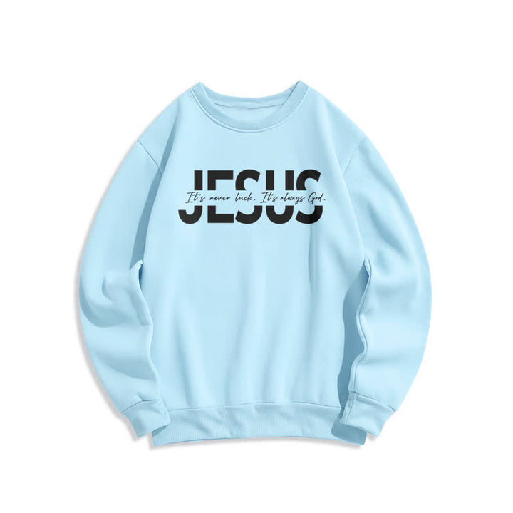 Christianartworkshop Jesus Statement Oversized Fleece Lined Crewneck Sweatshirt - Blue - 2XL - image 4