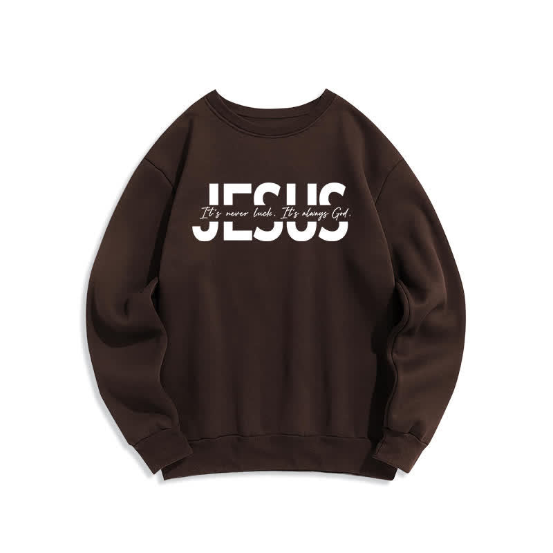 Christianartworkshop Jesus Statement Oversized Fleece Lined Crewneck Sweatshirt - Brown - 2XL - image 0
