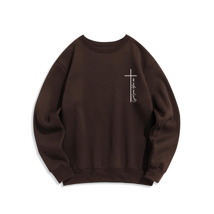Christianartworkshop Minimal Cross Chest Graphic Fleece Lined Crewneck Sweatshirt - Brown - 2XL - image 3