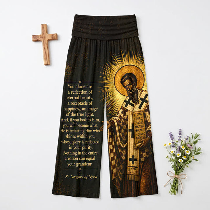 Christianartworkshop Golden Saint Icon Scripture High Waist Women's Wide Leg Pants - US22,UK/AU26,EU54 - image 0