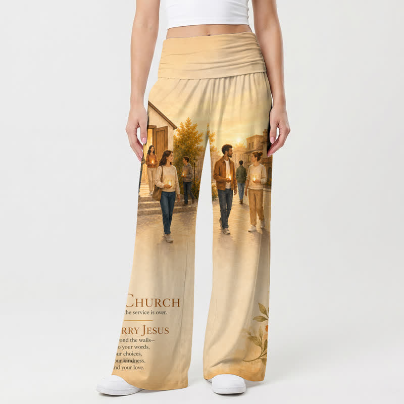 Christianartworkshop Be The Church Scenic Print Women's Wide Leg Pants - image 1