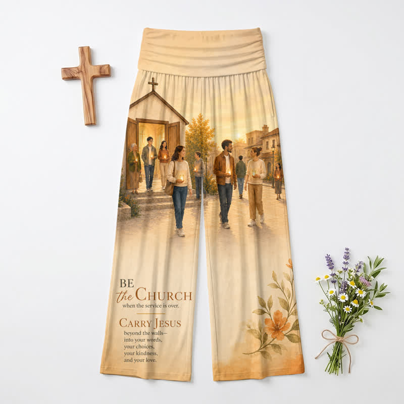 Christianartworkshop Be The Church Scenic Print Women's Wide Leg Pants - US22,UK/AU26,EU54 - image 0
