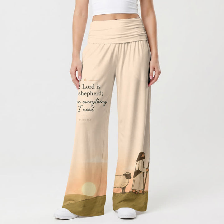Christianartworkshop The Lord Is My Shepherd Women's Wide Leg Pants - image 1
