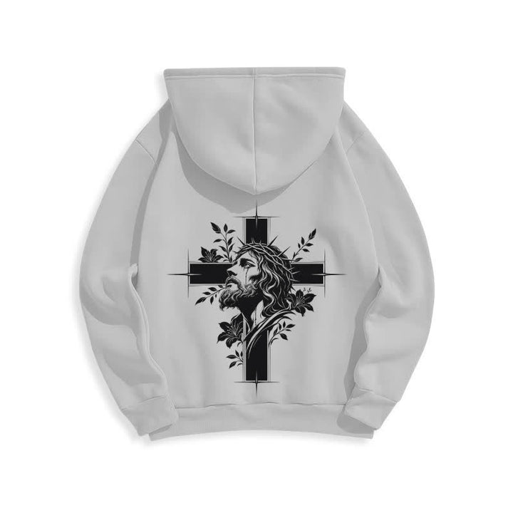 Christianartworkshop Cross Wreath Back Graphic Fleece Lined Pullover Hoodie - image 10