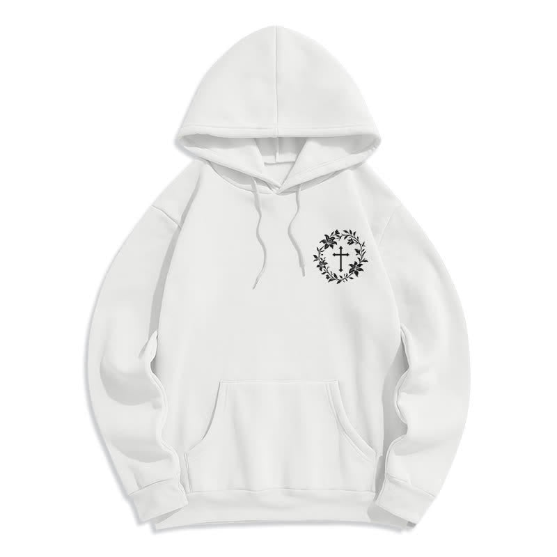 Christianartworkshop Cross Wreath Back Graphic Fleece Lined Pullover Hoodie - image 8