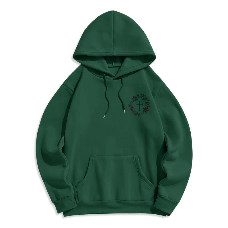 Christianartworkshop Cross Wreath Back Graphic Fleece Lined Pullover Hoodie - image 20