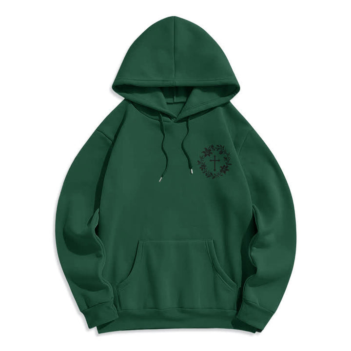 Christianartworkshop Cross Wreath Back Graphic Fleece Lined Pullover Hoodie - image 20