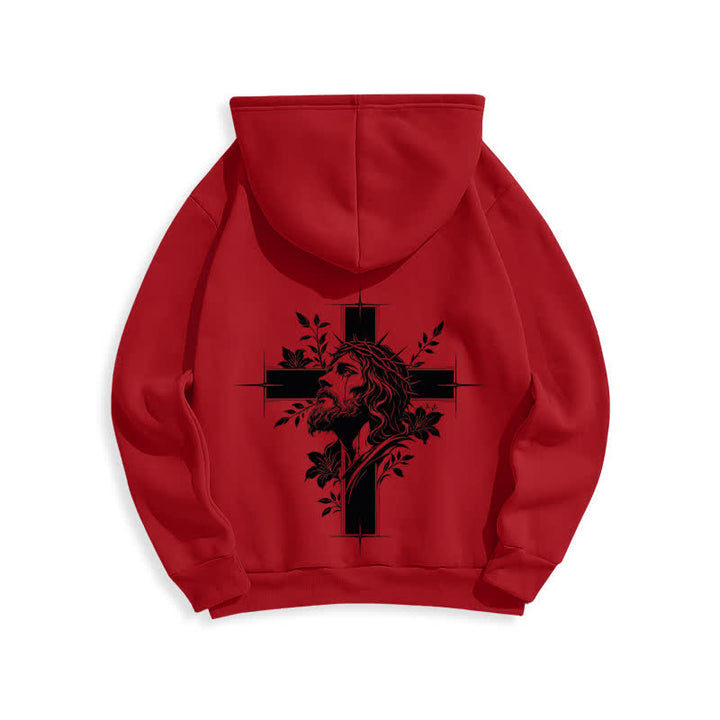 Christianartworkshop Cross Wreath Back Graphic Fleece Lined Pullover Hoodie - image 16