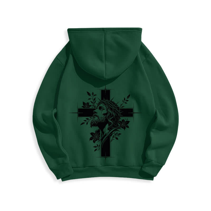 Christianartworkshop Cross Wreath Back Graphic Fleece Lined Pullover Hoodie - image 19