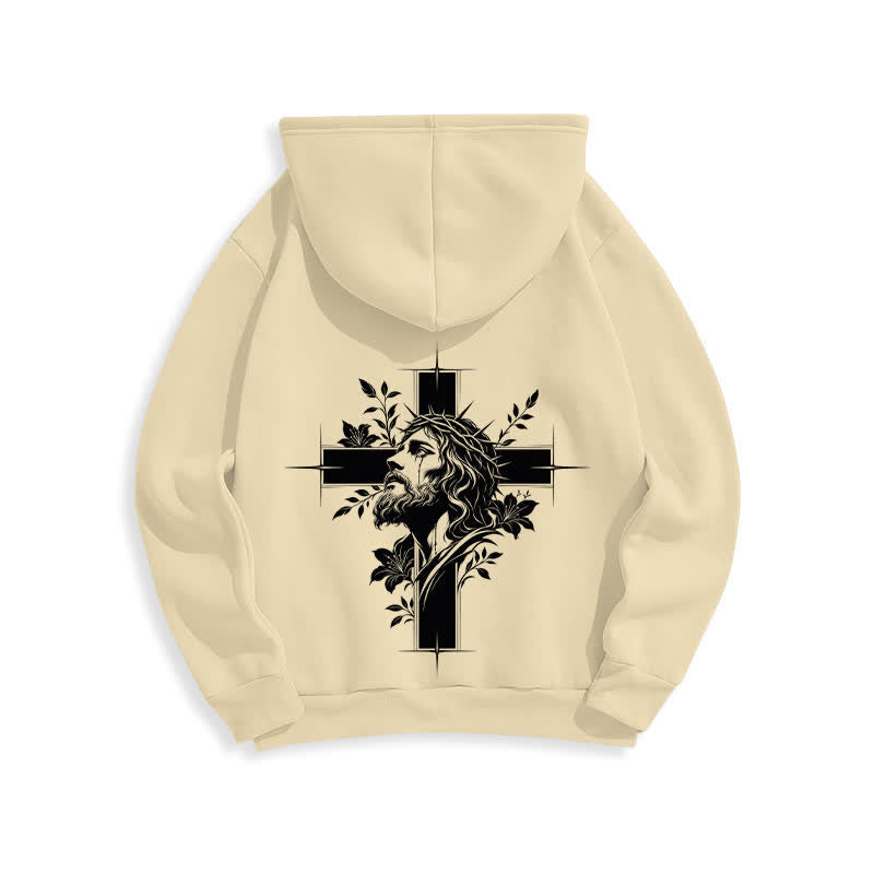 Christianartworkshop Cross Wreath Back Graphic Fleece Lined Pullover Hoodie - image 13