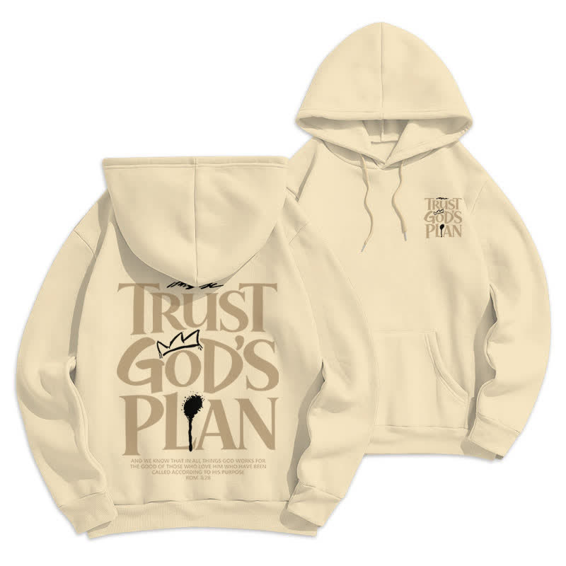 Christianartworkshop Trust God's Plan Brown Streetwear Pullover Hoodie - Beige - 2XL - image 12