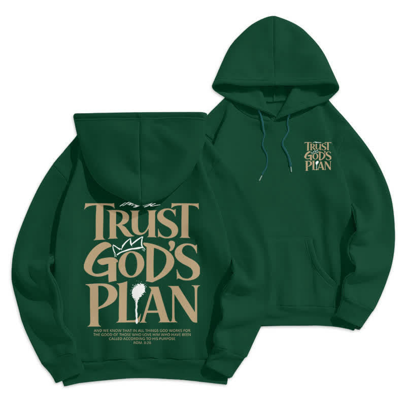 Christianartworkshop Trust God's Plan Brown Streetwear Pullover Hoodie - Green - 2XL - image 21