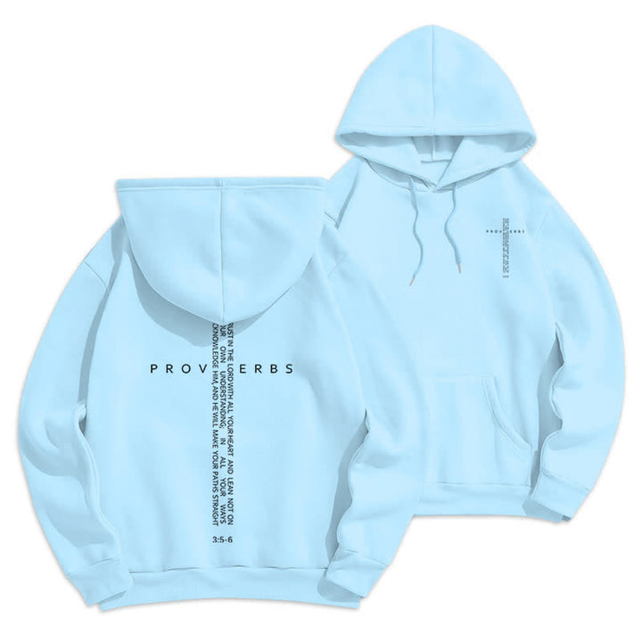 Christianartworkshop Proverbs Cross Graphic Fleece Lined White Hoodie - Blue - 2XL - image 18