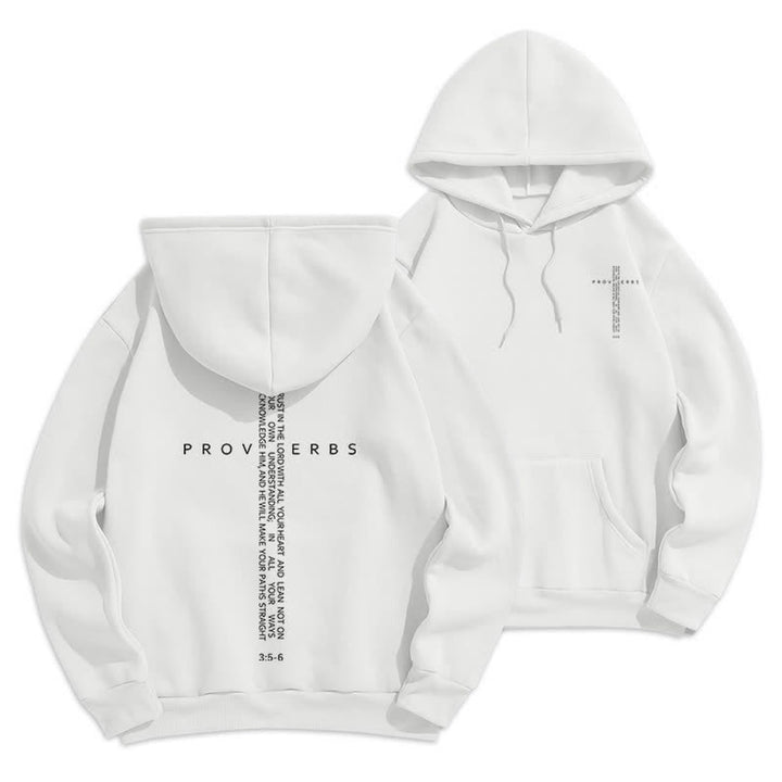 Christianartworkshop Proverbs Cross Graphic Fleece Lined White Hoodie - White - 2XL - image 0
