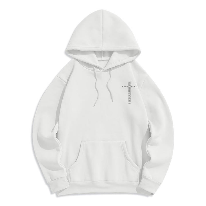 Christianartworkshop Proverbs Cross Graphic Fleece Lined White Hoodie - image 2