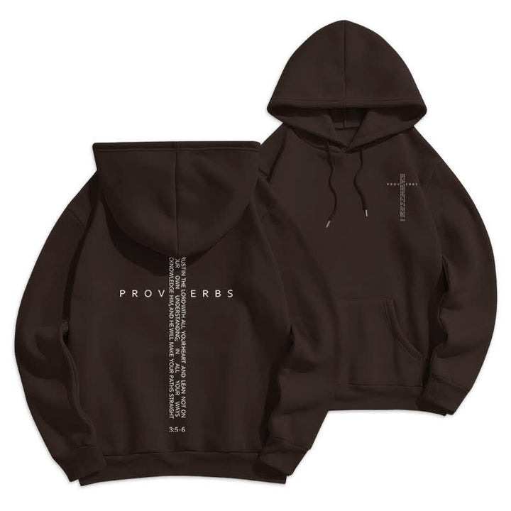Christianartworkshop Proverbs Cross Graphic Fleece Lined White Hoodie - Brown - 2XL - image 6