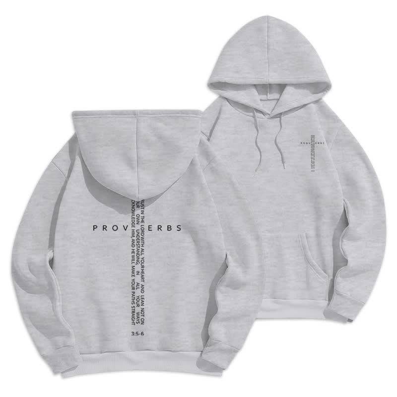 Christianartworkshop Proverbs Cross Graphic Fleece Lined White Hoodie - Grey - 2XL - image 9