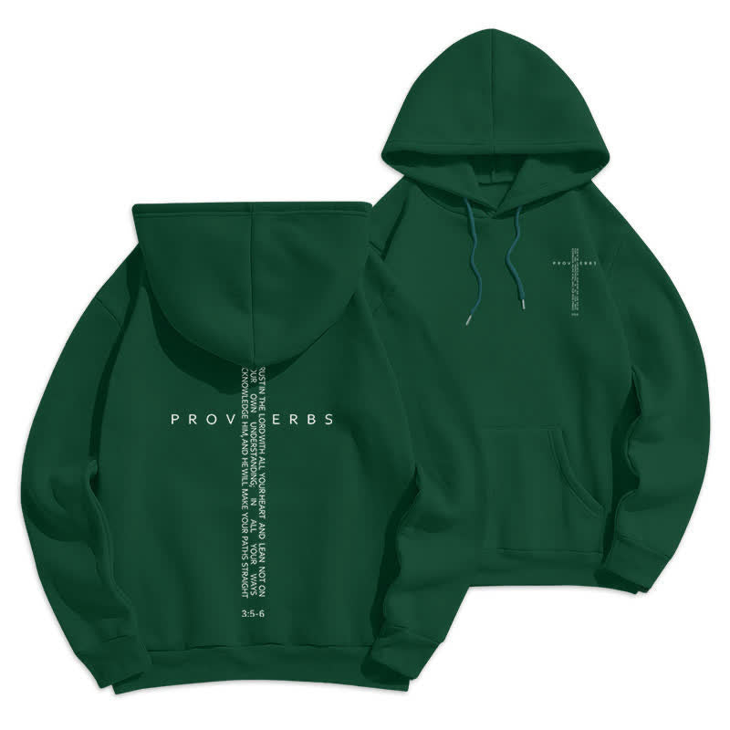 Christianartworkshop Proverbs Cross Graphic Fleece Lined White Hoodie - Green - 2XL - image 12