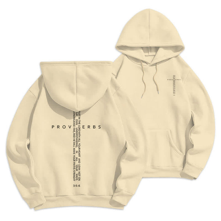 Christianartworkshop Proverbs Cross Graphic Fleece Lined White Hoodie - Beige - 2XL - image 15