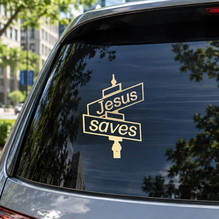 Christianartworkshop Stylish Street‑Post Jesus Saves Car Decal: Symbol of Gentle Divine Salvation - image 5