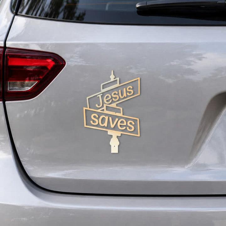 Christianartworkshop Stylish Street‑Post Jesus Saves Car Decal: Symbol of Gentle Divine Salvation - image 3