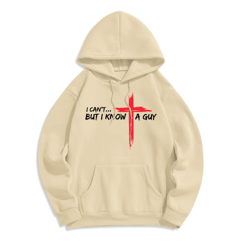 Christianartworkshop I Can't But I Know A Guy Cross Hoodie - Beige - 2XL - image 7