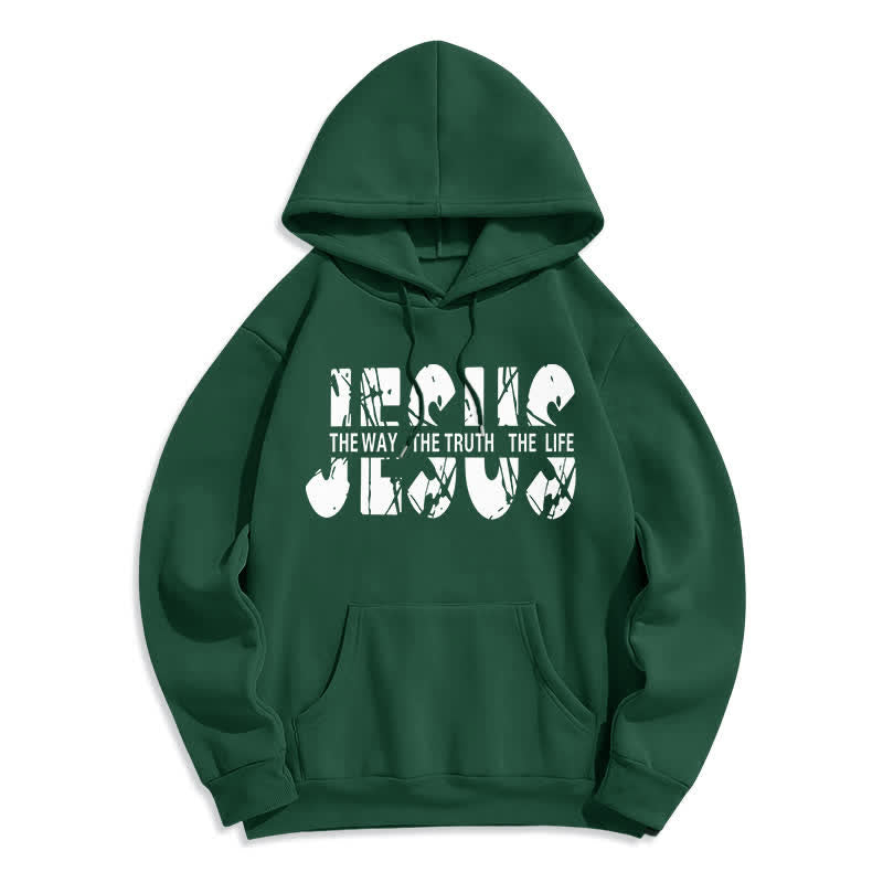 Christianartworkshop Jesus The Way The Truth The Life Fleece Hoodie - Green - 2XL - image 3