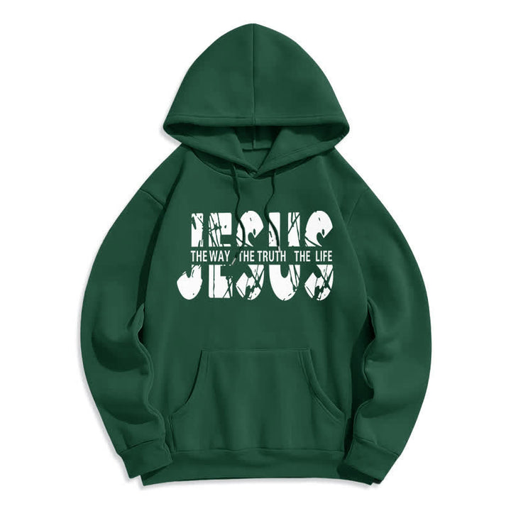 Christianartworkshop Jesus The Way The Truth The Life Fleece Hoodie - Green - 2XL - image 3