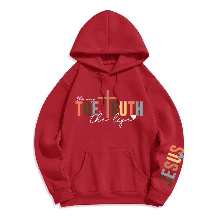 Christianartworkshop The Truth Jesus Cross Fleece Pullover Hoodie - Red - 2XL - image 6
